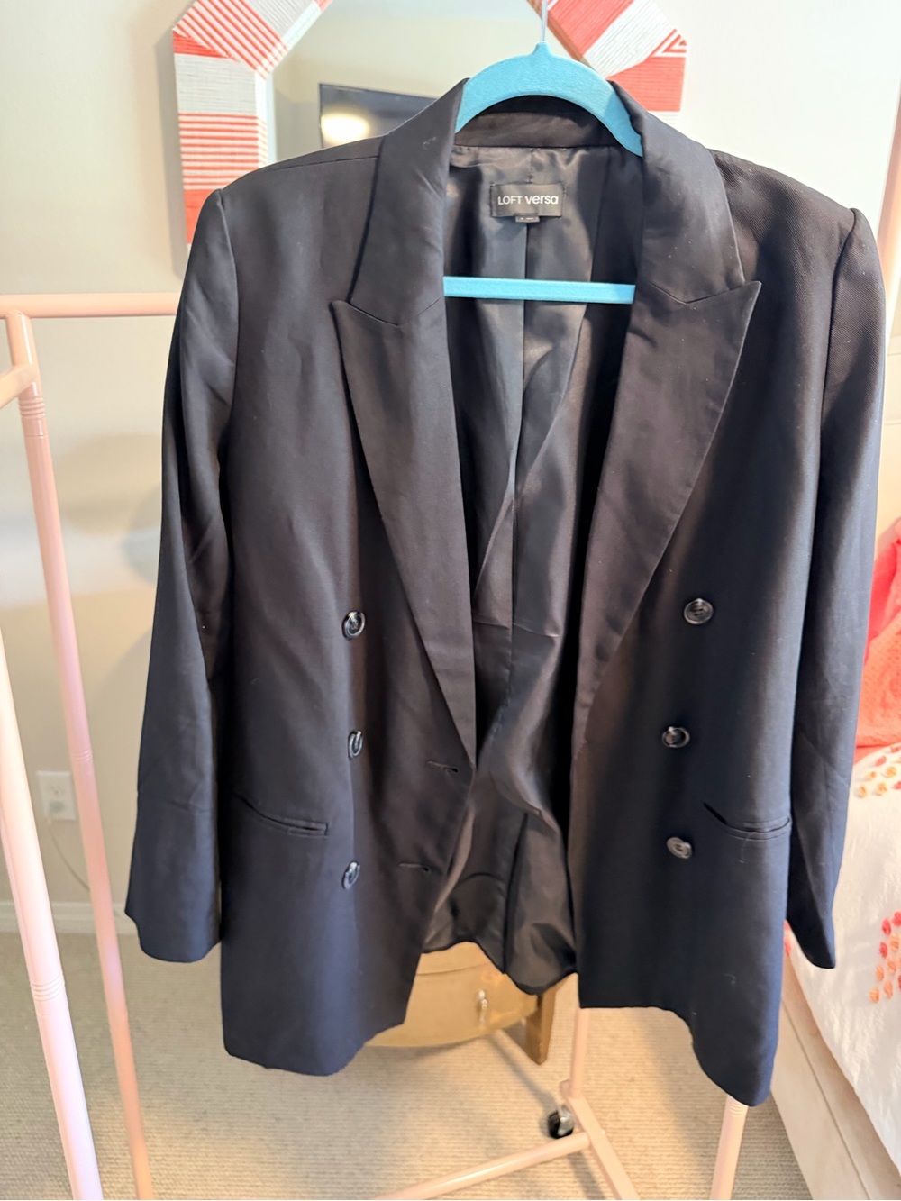 LOFT Black Double-Breasted Blazer Jacket